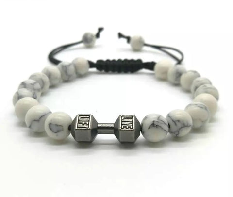 Men Bracelet - White Beaded Life Fit Bracelet