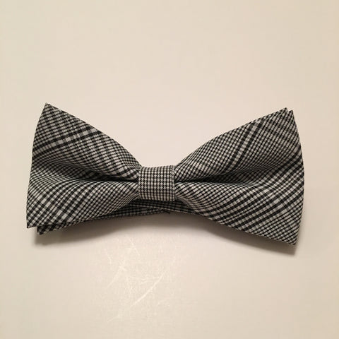 Men Bow Ties - Black Gray Plaid - 3just3