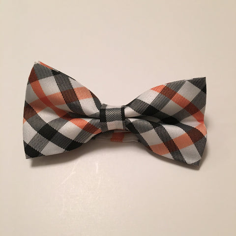 Men Bow Ties - Black & Orange Plaid - 3just3