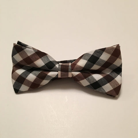 Men Bow Ties - Brown Black Plaid - 3just3