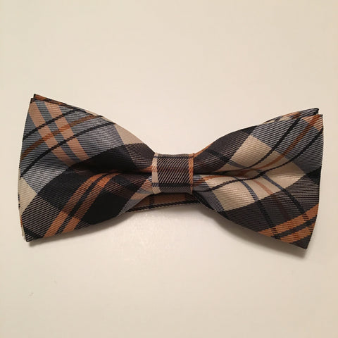 Men Bow Ties - Brown Creme Plaid - 3just3
