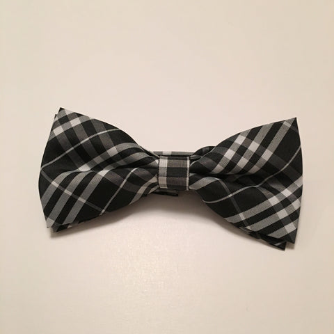 Men Bow Ties - Heavy Black White Plaid - 3just3