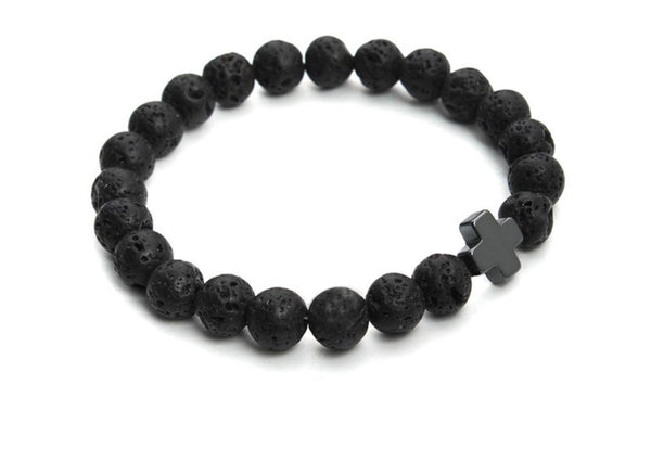 2pc Black Marble Bead Bracelet