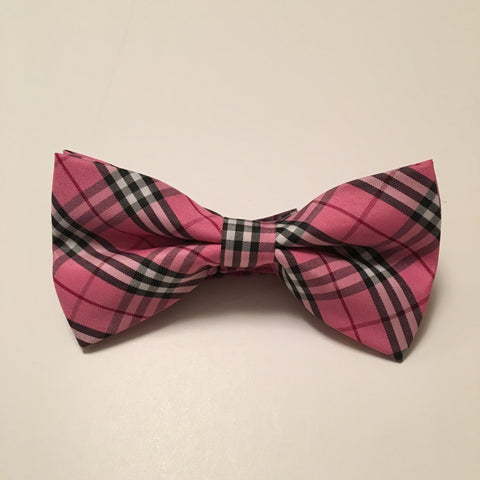 Men Bow Ties - Pink Plaid - 3just3