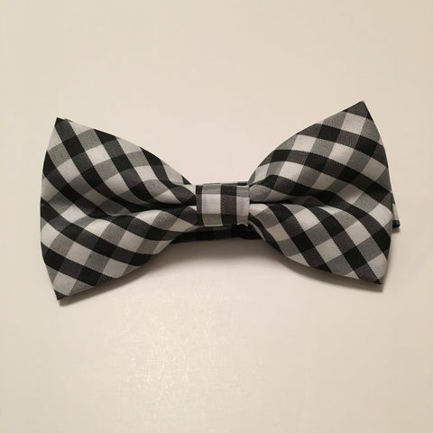 Men Bow Ties - Thick White & Black Plaid - 3just3