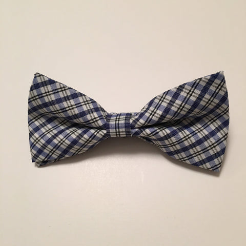 Men Bow Ties - Thin Blue Plaid - 3just3
