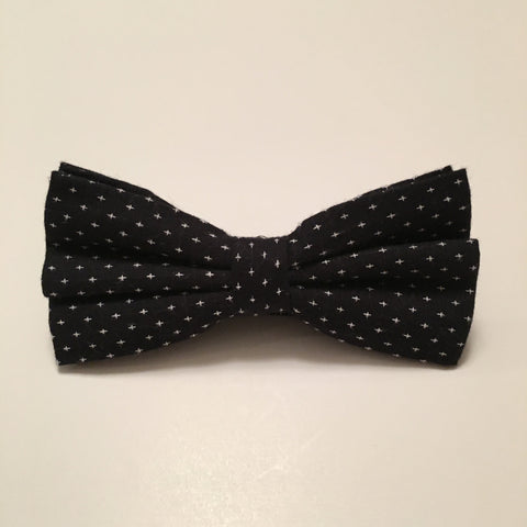 Men Bow Ties - White Cross on Black - 3just3