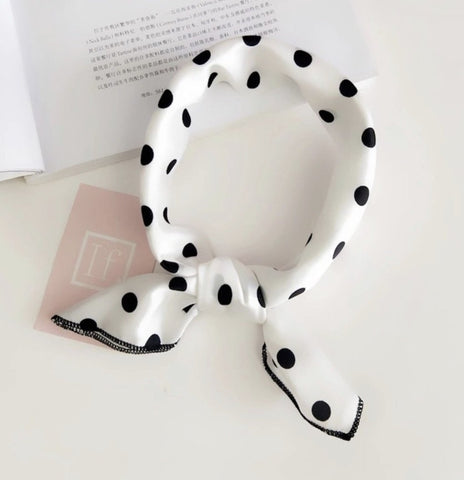 Scarves - White with Black Polka Dot