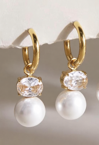 Earrings -      Pearl & Sparkle Hoops