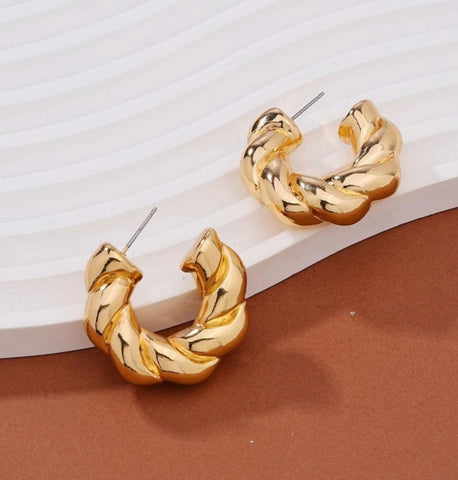 Earrings -  Gold Braided Earrings