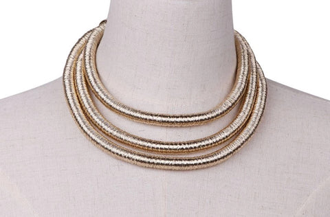 Necklace - Gold Multi Coil Rope Necklace