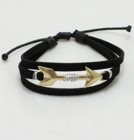 Bracelet - Black Strand Gold Arrow Bracelet