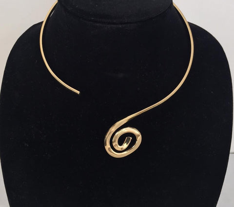 Necklace - Gold Swirl Choker - 3just3