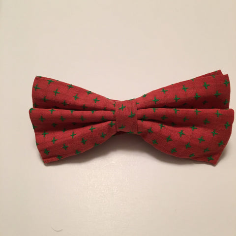 Men Bow Ties - Green Cross on Red - 3just3