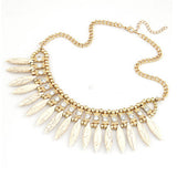 Necklaces -  White Statement Necklace with Crystals - 3just3 - 1