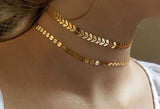 Necklaces - Gold Arrow + Dot Choker Set