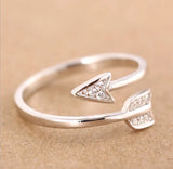 Rings - Silver Arrow Ring with Crystals
