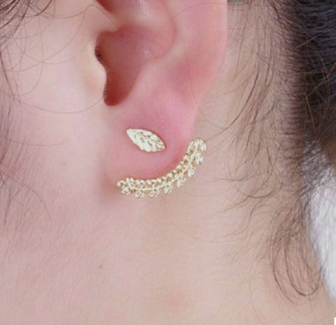 Earrings - Gold Leaf Earrings - 3just3