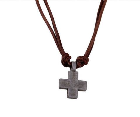 Men Necklaces - Men's Cross Leather Necklace
