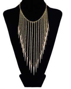 Necklaces - Gold Fringe Bib Necklace - 3just3 - 1