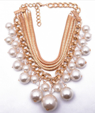Necklaces - Multi-layer Gold & Pearl Necklace - 3just3 - 2