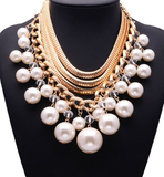Necklaces - Multi-layer Gold & Pearl Necklace - 3just3 - 1
