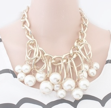 Necklaces - Royal Pearl Gold Plated Necklace - 3just3