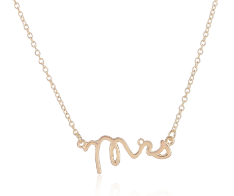 Necklaces - Gold Plated "Mrs" Necklace - 3just3