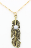Necklaces - Metal Feather Pendant Necklace - 3just3 - 2