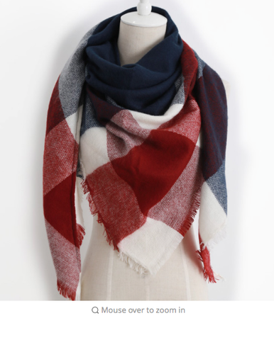 Scarfs - Plaid Red/Whit & Blue Scarf - 3just3