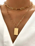 Necklaces -  Layered Necklace with Gold Plate 2 in 1