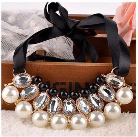 Necklaces - Vintage Ribbon Pearl Necklaces - 3just3