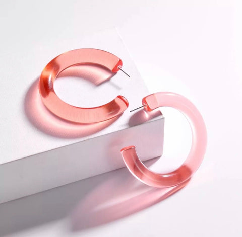 Earrings -  Pink Acrylic Hoops