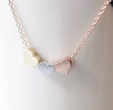 Necklace - Three Tone Heart Necklace