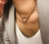 Necklaces - Gold Duo Circle Choker Necklace