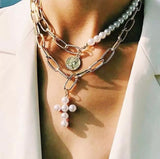 Necklaces - Pearl Cross Necklace Set