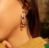 Earrings -  Link Drop Earrings with Rhinestones