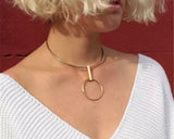 Necklaces - Gold Circle Drop Choker