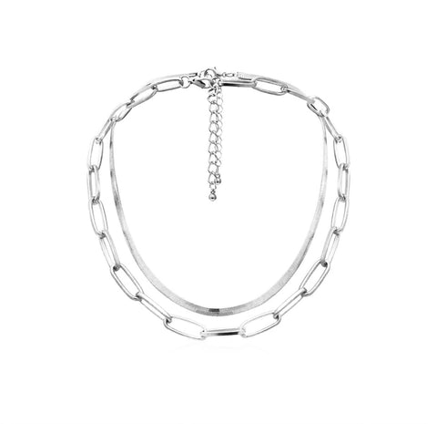 Necklace - 2 pc Silver Link Necklace