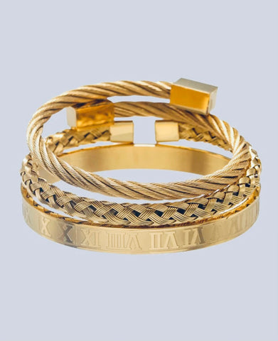 Men Bracelet - 3pc Gold Men’s Bracelet Set