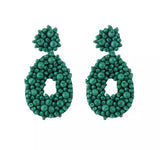 Earrings - Emerald Green Beaded Drop Earrings