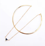 Necklaces - Gold Choker with Black Triangle Pendant