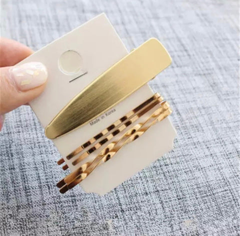 Hair Piece - Solid Gold Hair Clip Set
