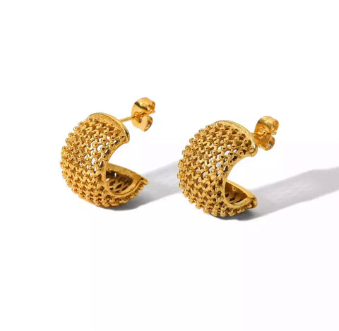 Earrings -  Meshy Gold Earrings