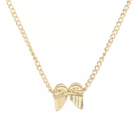 Necklaces - Single Gold Chain with Angel Wings Pendant