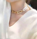 Necklace - Gold & Pearl Linked Necklace